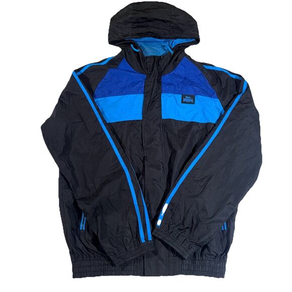 Vintage Lonsdale London Black Blue Full Zip Windbreaker Jacket Men's Size Small - Picture 1 of 10